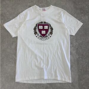 90s Vintage Harvard University Crest White T Shirt Size L
